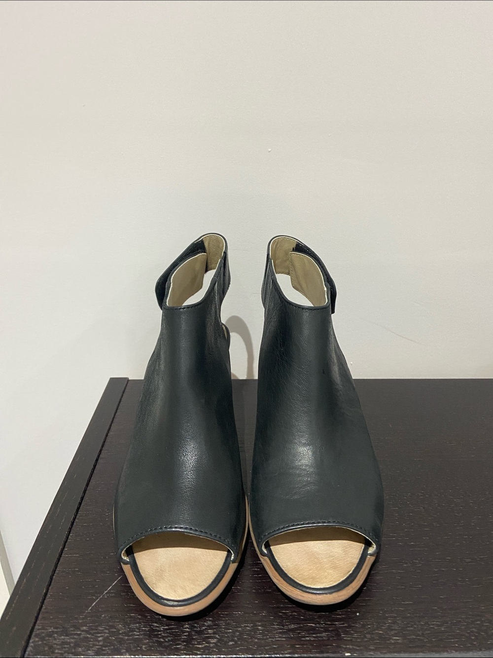 Josef Seibel Bonnie Womens Black Peep-Toe Leather Ankle Boots - Size 39/8-8.5 US